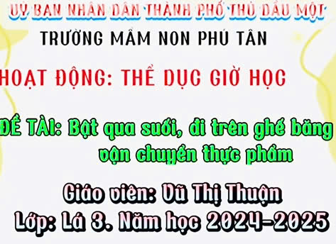 Bật qua suối,đi trê ghế băng vận chuyển thực phẩm